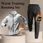 플리스 따뜻한 러닝 스포츠웨어 세트 남성용 가을 및 겨울 피트니스웨어 빠른 건조 옷 트레이닝 아침 달리기 야외 사이클링 - 이미지 3
