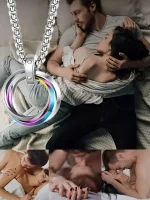 링형 큐빅 펜던트 목걸이 팬던트목걸이 사랑 목걸이 남자 펜던트 목걸이 - 이미지 2