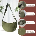 LOCCY Women's Half Moon Crossbody Shoulder Bag, Hobo Halfmoon Bag, Plain Nylon Crossbody Bag, Women's Half Moon Shoulder Bag wit - 이미지 3