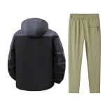 남성 봄 가을 스포츠 세트 편안하고 통기성 좋은 탈부착 가능한 후드 재킷 바지 세트 트레이닝 아침 운동 러닝 스포츠 슈트 - 이미지 2