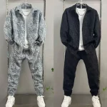 2025 신상 남성 캐주얼 패션 투피스 바지 세트, 스포티한 라펠 자카드 셔츠, 긴팔 봄가을 세트 - 이미지 2