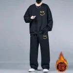 2피스 세트 남성용 스웨트셔츠 바지 플러스 사이즈 플리스 안감 탑스 스포츠 조깅 바지 패션 캐주얼 풀오버 후디 스웨트팬츠 - 이미지 6