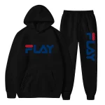 봄과 가을 신상 레터 프린트 벨벳 후디와 바지 세트 청년 남녀 패션 레저 스포츠 2피스 세트 - 이미지 6