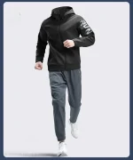 플리스 따뜻한 러닝 스포츠웨어 세트 남성용 가을 및 겨울 피트니스웨어 빠른 건조 옷 트레이닝 아침 달리기 야외 사이클링 - 이미지 4