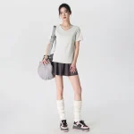 스타일아유 여성 브이넥 정어깨 루즈핏 반팔 요가복 러닝 통기성좋은 스포츠티 YG0133 - 이미지 3