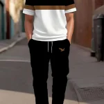 2025년 여름 신상 남성 세트는 3D 스트라이프 프린트로 캐주얼하고 세련된 아웃도어 스포츠웨어입니다.