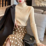 스타일아유 1+1 가을 겨울 반폴라 니트 심플 솔리드 슬림 골지 긴팔 이너 날씬해 보이는 상의 KN1749