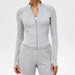 스포츠 재킷 여성용 긴팔 탑 요가 셔츠 운동 코트 체육관 트레이닝 의류 요가 스포츠웨어 신축성 있는 피트니스 긴팔 - 이미지 4