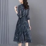 스타일아유 여성 프릴 라운드넥 여름 반팔 중년 엄마옷 유럽풍 원피스 OP1854 - 이미지 4