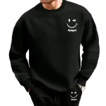 2025 남성용 스마일링 페이스 프린트 스포츠웨어 세트 캐주얼 오피스 라운드넥 조깅 스트리트웨어 가을 겨울 의류 - 이미지 2