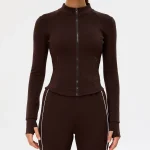 스포츠 재킷 여성용 긴팔 탑 요가 셔츠 운동 코트 체육관 트레이닝 의류 요가 스포츠웨어 신축성 있는 피트니스 긴팔 - 이미지 5