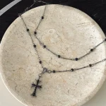 y2k 더블 레이어드 투 체인 크로스 블랙 십자가 목걸이 no.336 - 이미지 3