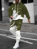 2025 봄과 가을 신상 남성 후드 세트 캐주얼 롤러 스케이팅 3D 프린트 스트리트 남성복 - 이미지 4