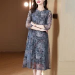 스타일아유 중년 여성 여름 반팔 패션 우아한 드레스 A라인 7부 소매 롱 원피스 OP1850 - 이미지 5