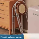 빈티지 접이식 라탄 식탁 의자 휴대용 공간 절약형 나무 바 스툴 주방 카운터 의자 소형 아파트 발코니 의자