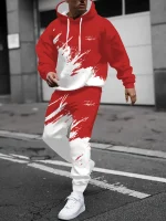 2025 봄과 가을 신상 남성 후드 세트 캐주얼 롤러 스케이팅 3D 프린트 스트리트 남성복 - 이미지 5