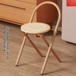 빈티지 접이식 라탄 식탁 의자 휴대용 공간 절약형 나무 바 스툴 주방 카운터 의자 소형 아파트 발코니 의자 - 이미지 2