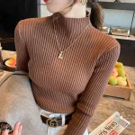 스타일아유 1+1 가을 겨울 반폴라 니트 심플 솔리드 슬림 골지 긴팔 이너 날씬해 보이는 상의 KN1749 - 이미지 2