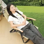 접이식 하이 백 안락 의자 의자 휴대용 조절 가능한 사무실 낮잠 의자 가정용 경량 라운지 침대 간편한 보관 소파 - 이미지 2