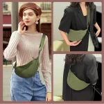 LOCCY Women's Half Moon Crossbody Shoulder Bag, Hobo Halfmoon Bag, Plain Nylon Crossbody Bag, Women's Half Moon Shoulder Bag wit - 이미지 5