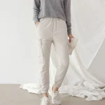 여성 카고 조거 패딩 바지 시보리 겨울 팬츠 골프 허리밴딩 - 이미지 3