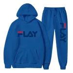 봄과 가을 신상 레터 프린트 벨벳 후디와 바지 세트 청년 남녀 패션 레저 스포츠 2피스 세트 - 이미지 5