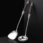 LFGB 인증서 316 스테인리스 스틸 뒤집개 세트, 길이 42cm, 단단한 로그 우드 손잡이, 요리 삽 스푼, - 이미지 2