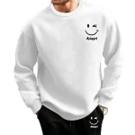 2025 남성용 스마일링 페이스 프린트 스포츠웨어 세트 캐주얼 오피스 라운드넥 조깅 스트리트웨어 가을 겨울 의류 - 이미지 4