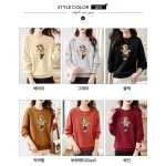 1+1스타일아유 여성 라운드넥 320g 기모 맨투맨 빈티지 소녀 프린트 루즈핏 심플 따뜻한 상의 TS3878 - 이미지 5