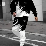 2025 봄과 가을 신상 남성 후드 세트 캐주얼 롤러 스케이팅 3D 프린트 스트리트 남성복