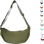 LOCCY Women's Half Moon Crossbody Shoulder Bag, Hobo Halfmoon Bag, Plain Nylon Crossbody Bag, Women's Half Moon Shoulder Bag wit