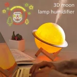 USB 3D 별 달 행성 가습기 홈 데스크탑 아토마이저 침실 침대 옆 야간 조명 브래킷 포함 미니 가습기 - 이미지 2