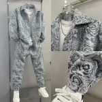 2025 신상 남성 캐주얼 패션 투피스 바지 세트, 스포티한 라펠 자카드 셔츠, 긴팔 봄가을 세트