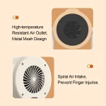 500W 휴대용 데스크탑 전기 히터 온풍기 세라믹 공간 히터 가정용 전도 방지 기능 포함 - 이미지 5