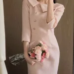 우아한 중간 길이 민소매 여성 드레스 한국 스타일 통근 하이 웨이스트 슬리밍 봄 패션 아이템 싱글 피스