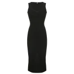 Myufon 기본 니트 롱 드레스 한국 패션 스퀘어 칼라 민소매 여성 드레스 여름 캐주얼 Y2k 빈티지 All-match Outftis - 이미지 6