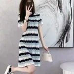 스타일아유 봄여름 위한 세련된 반팔 백협 미니 니트 드레스 여성의류 OP1852 - 이미지 2