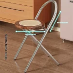 빈티지 접이식 라탄 식탁 의자 휴대용 공간 절약형 나무 바 스툴 주방 카운터 의자 소형 아파트 발코니 의자 - 이미지 4