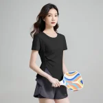 스타일아유 여성 요가복 반팔 트레이닝 불규칙 트임 라운드넥 시원한티 스포츠티 YG0134 - 이미지 3