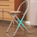 빈티지 접이식 라탄 식탁 의자 휴대용 공간 절약형 나무 바 스툴 주방 카운터 의자 소형 아파트 발코니 의자 - 이미지 3